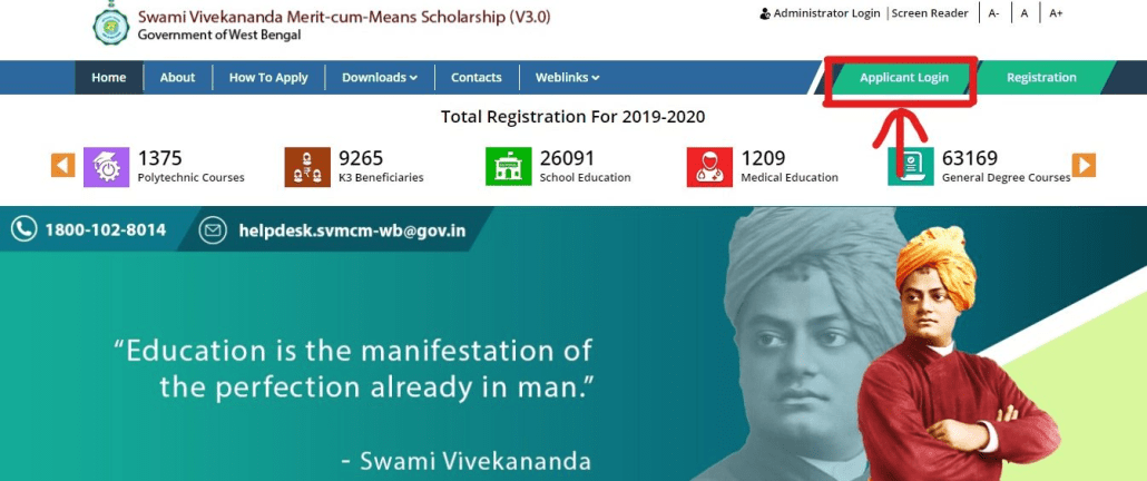 instructions for Swami Vivekananda Scholarship